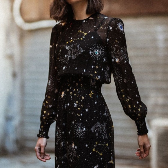 zodiac print dress zara